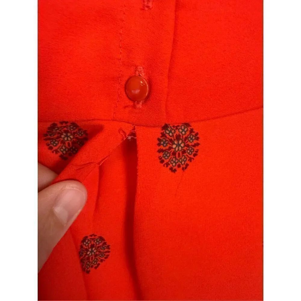 Maeve Silky Red Navy Printed Blouse 4 - Picture 8 of 8